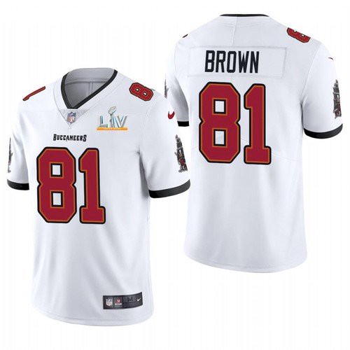 Men's Tampa Bay Buccaneers #81 Antonio Brown White 2021 Super Bowl LV Limited Stitched Jersey